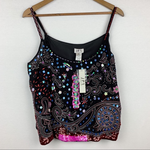 JPR Separates Tops - NWT 90's SILK Embellished Tank JPR VTG Crop Top